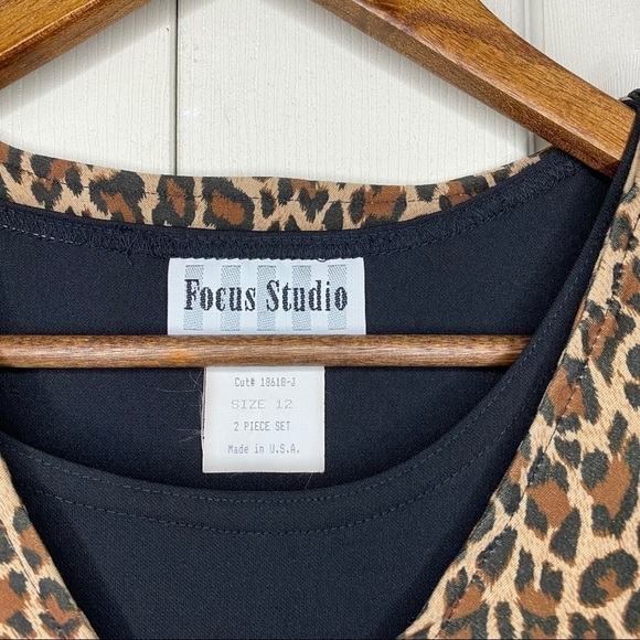 Vintage 90s Y2K Leopard Vest Black Midi Dress Set - Picture 2 of 8